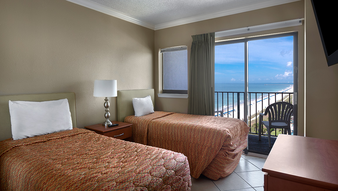 Bedroom of angle ocean view two bedroom