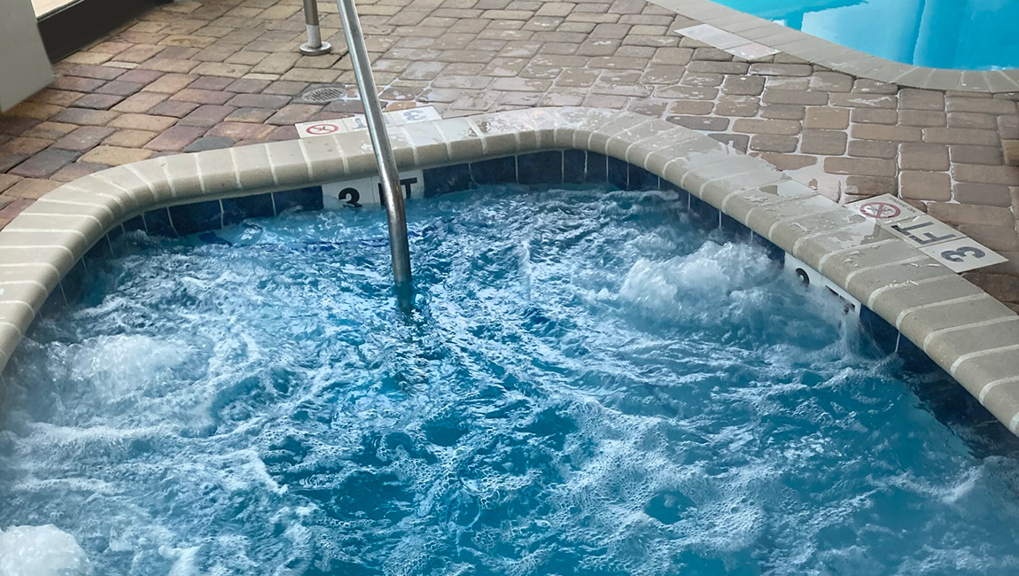 A hot tub with bubbling water
