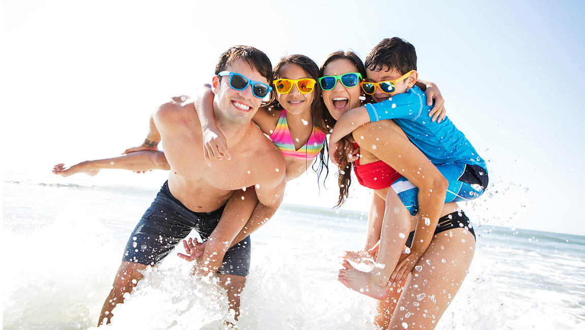 Family in the water in Myrtle Beach