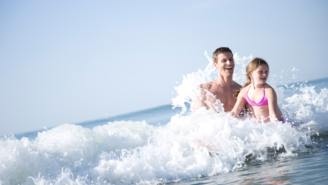 Family in Water in Myrtle Beach